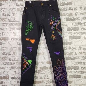 Blac Leaf Wisdom‎ and Legacy Mens Black Denim Jeans 32x32 Patches Streetwear Y2K